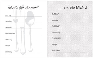 What's For Dinner? Free Menu Week Planner