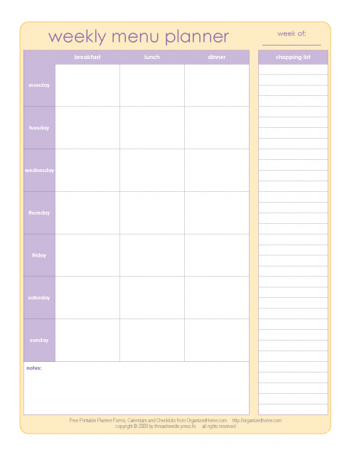 20 Free Menu Planner Printables | Fab N' Free