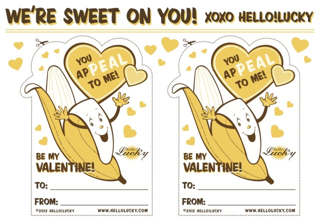 Free Banana Valentine Card Printable