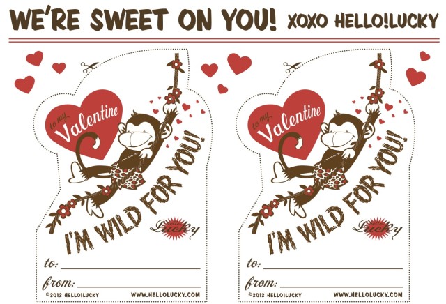 Free Printable Monkey Valentine Cards