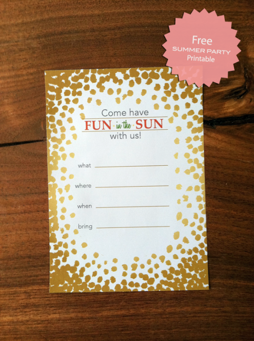 Fun in the Sun: Free Summer Party Invite Printable