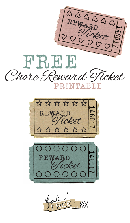 Fab N Free: Chore Reward Ticket Printable