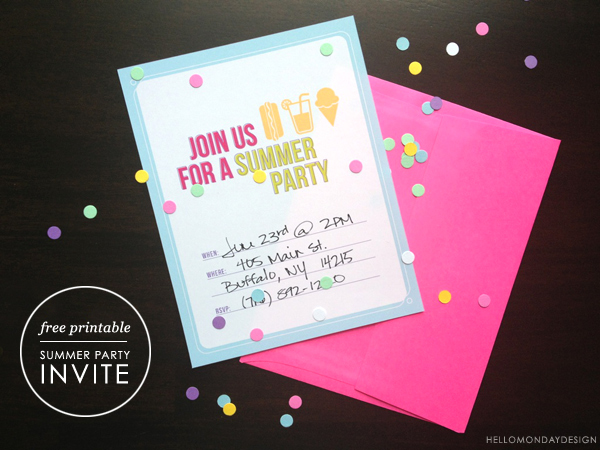 Free Summer Party Invitation Printable: "Join us for a summer party"