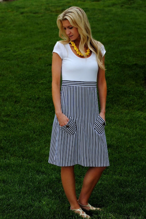 Nautical T-Shirt Up-Cycle Dress Pattern & Tutorial