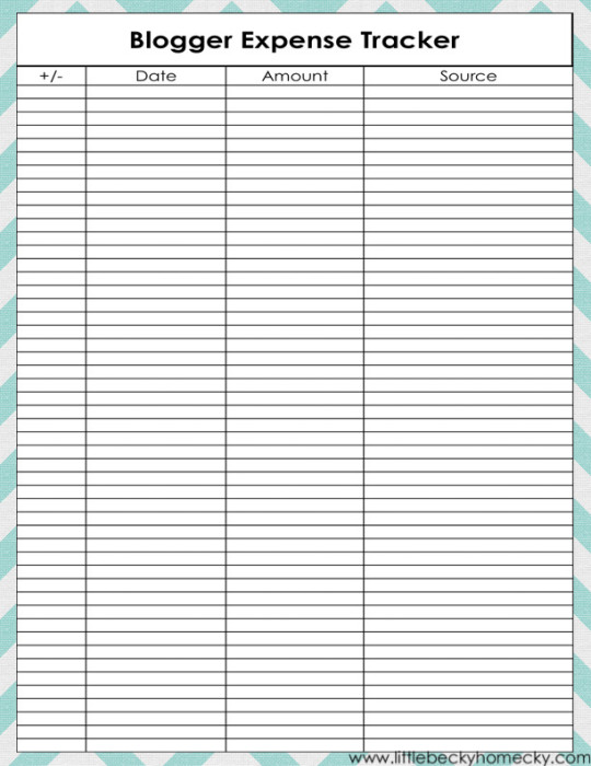 Free Blogger Expense Tracker Printable