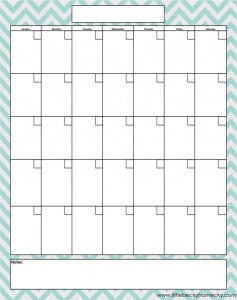 Freebie: Monthly Calendar Printable