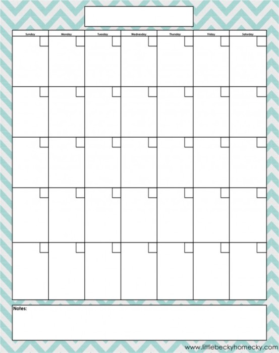 Freebie: Monthly Calendar Printable