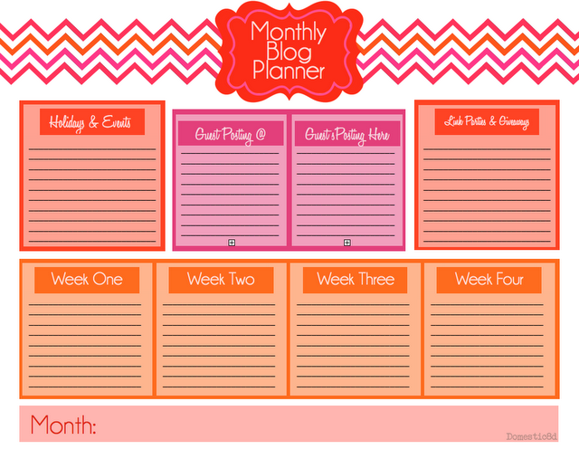 Free Printable Monthly Blog Post Planner