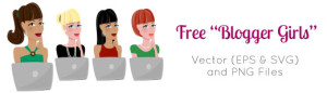 Free for Commercial Use: Vector Blogging Girls Character Illustrations