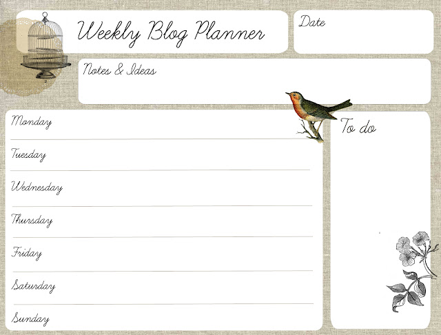 Free Printable Weekly Blog Planner