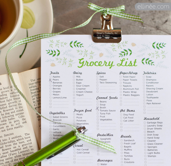 Free Itemized Printable Grocery List
