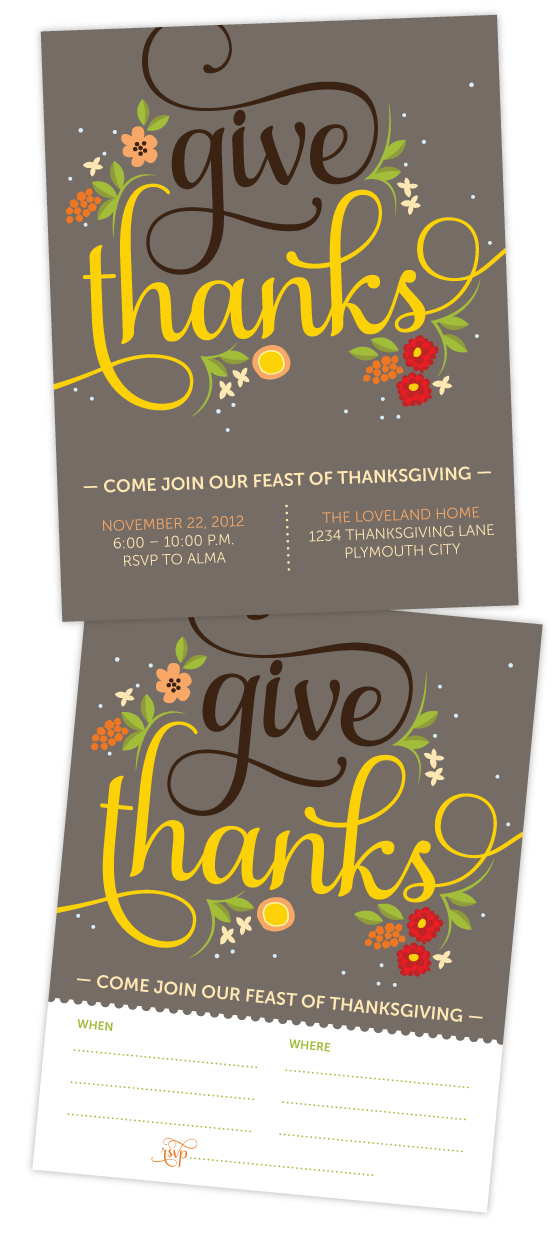 Free "Give Thanks" Thanksgiving Dinner Invitation Printable