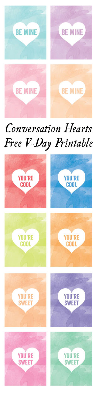 Conversation Hearts Free Valentine Printable