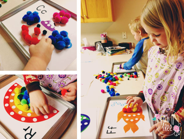 Fab N Free- Free Alphabet Pom-PomMagnet Printable - Quiet Time Entertainment for the Kids