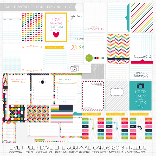 live free love life journal cards 2013 - freebie