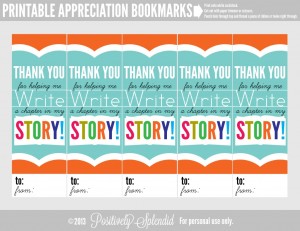 Thank You for helping me Write a chapter in my story - Free teacher appreciation bookmark printable