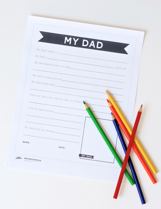 My Dad - A free Father's Day Printable Questionnaire