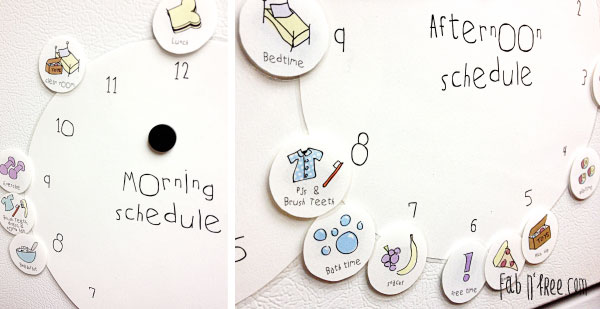 Free Printable Kids Clock Schedule with Morning and Afternoon Clock