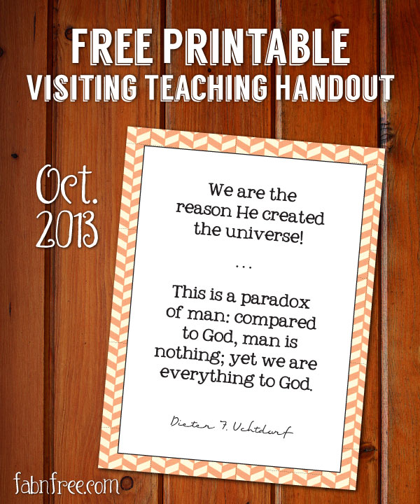 Free Visiting Teaching Printable - October 2013