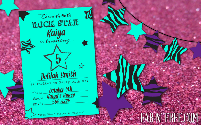 Free Printable Rock Star Party Invitations and Star Bunting Cutouts