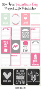 50+ Free Valentines Day Project Life Printables // fabnfree.com