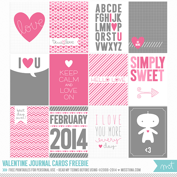 Valentine Journal Cards  //  Freebie