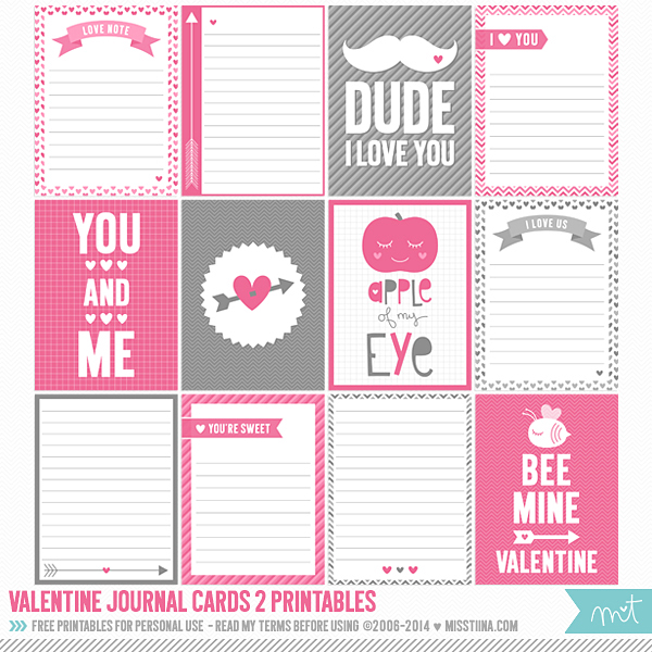 Free Valentine Journal Cards