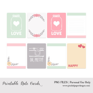 Free Printable Note Cards // Project Life // Valentine's Day