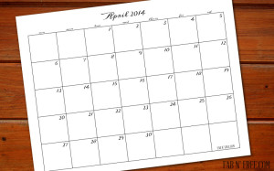 Free Printable Calendar - April 2014
