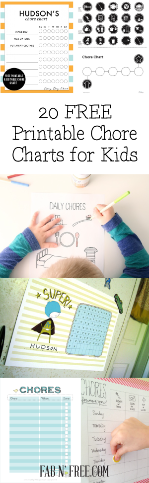 20 Free Printable Chore Charts for Kids  //  fabnfree.com