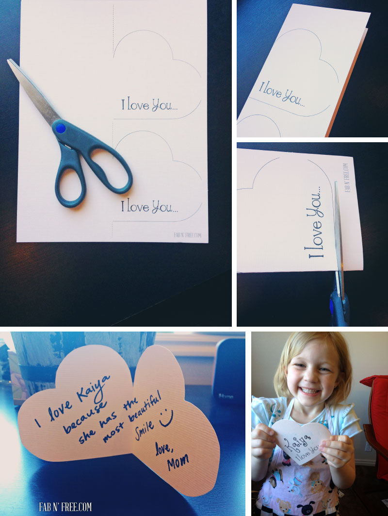 "I Love You"  //  Free Printable Heart Shaped Cards  //  fabnfree.com