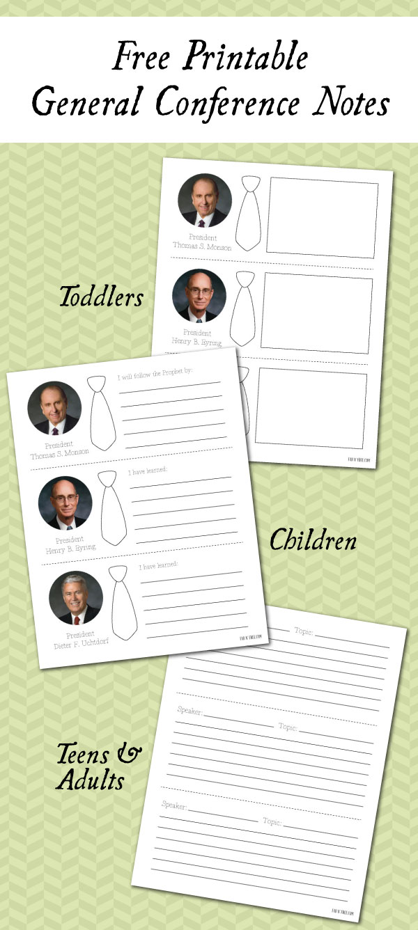 Free Printable General Conference Notes  //  Versions for Toddlers, Children, Teens & Adults