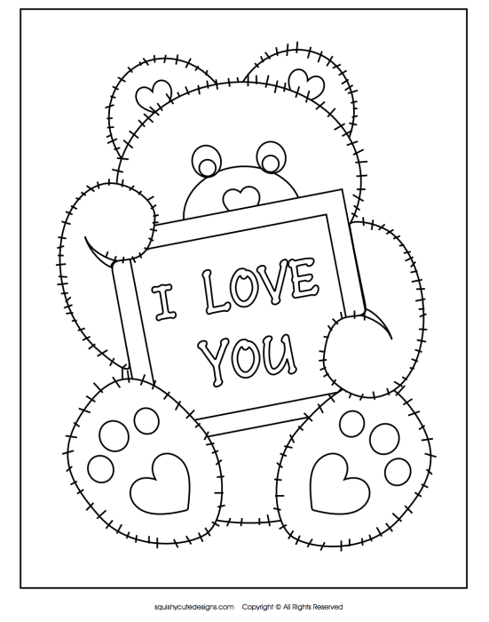 "I Love You" Coloring Page Printable