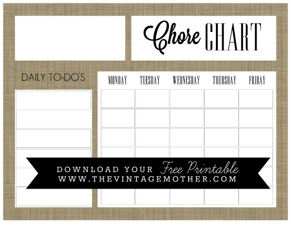 Editable Daily Chore Chart