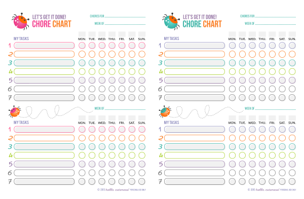 Chore Chart Printable Editable