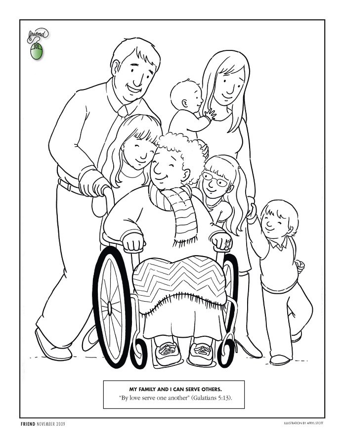 Free Printable Love and Service Coloring Page  #lds