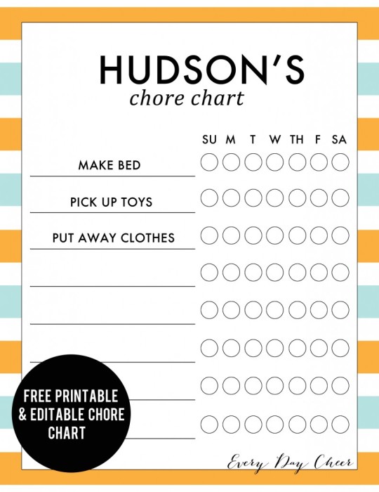 Free Editable & Printable Chore Chart