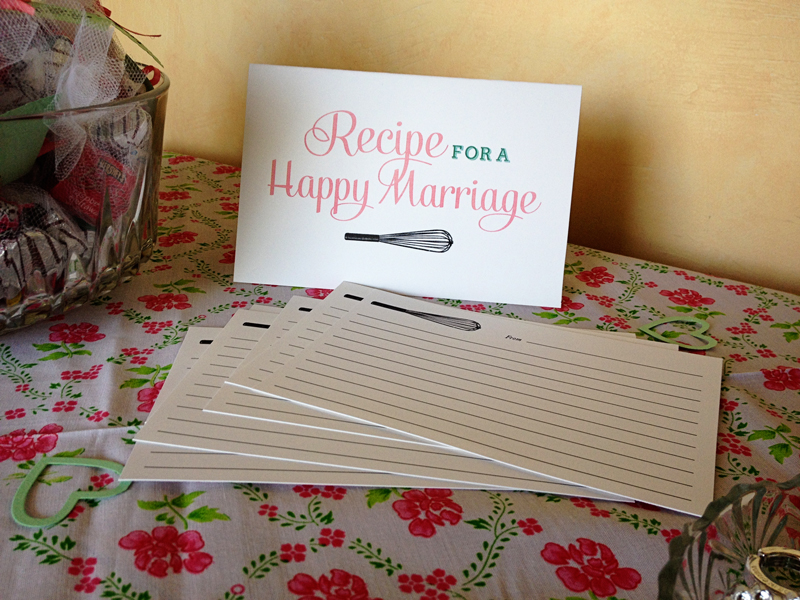 Kitchen Themed Bridal Shower  //  Recipe for a Happy Marriage  //  Free Printables  //  fabnfree.com