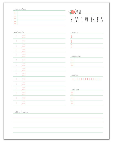 Free Printable Daily Planner + More free home management printables!  //  fabnfree.com