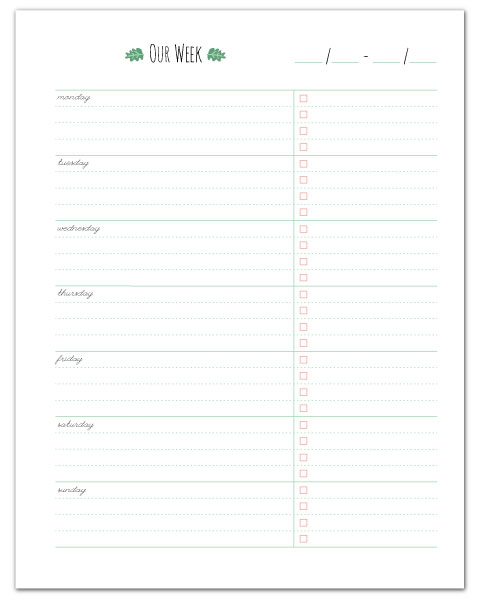 Free Printable Weekly Planner, Part of Many pages to a whole Home Management Binder  //  fabnfree.com