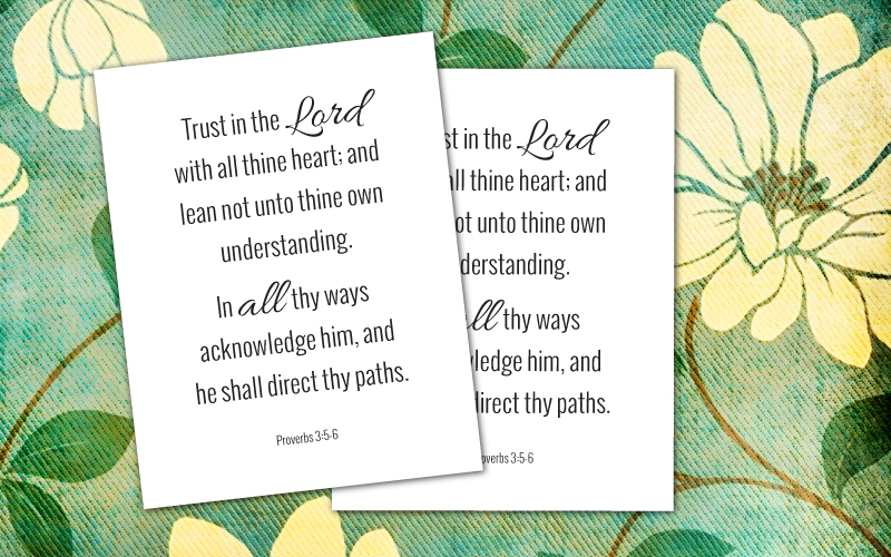 Free Printable Handout  //  Proverbs 3:5-6  //  fabnfree.com