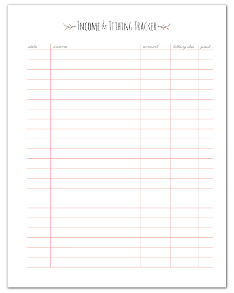 Free Income & Tithing Tracking Sheet + More Home Management Printables!  //  fabnfree.com