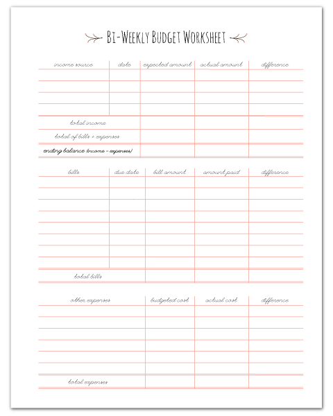 Free Printable Paycheck Budget Worksheet + Other Free Home Management Binder Printables!!  //  fabnfree.com