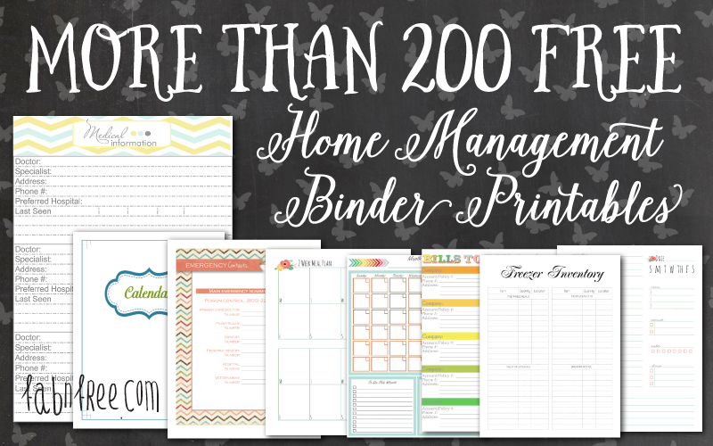 Mix and Match for More than 200 Free Home Management Binder Printables!!