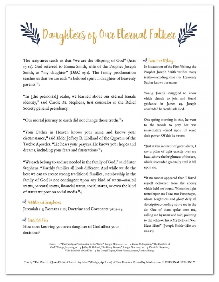 Free Visiting Teaching Printables // April 2016 | Fab N' Free