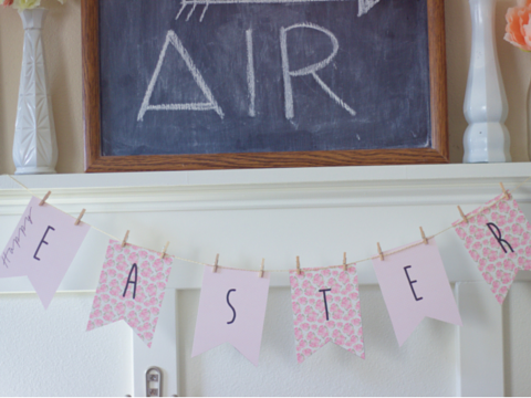 FREE PRINTABLE "Easter" Bunting Flag Banner and a nice simple mantel idea! Some mantles are so over done, this is something that is REALISTIC for me!! Love it!