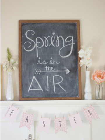 FREE PRINTABLE "Easter" Bunting Flag Banner and a nice simple mantel idea! Some mantles are so over done, this is something that is REALISTIC for me!! Love it!