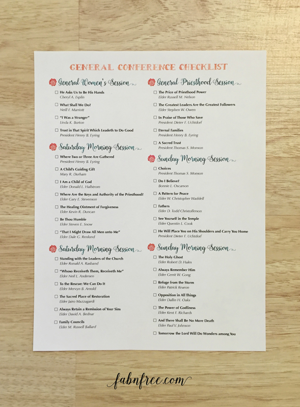 Free Printable General Conference-Checklist for April 2016.  So great to keep track of re-reading and re-listening!
