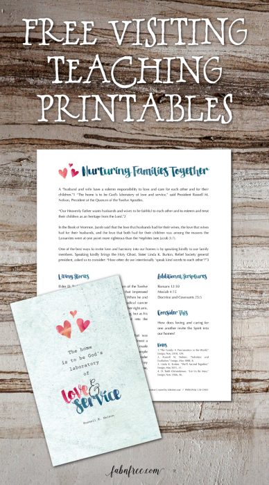 Free Visiting Teaching Printables // August 2016 | Fab N' Free