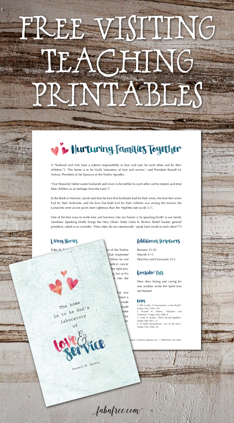 Free Printable Visiting Teaching Handout  // August 2016